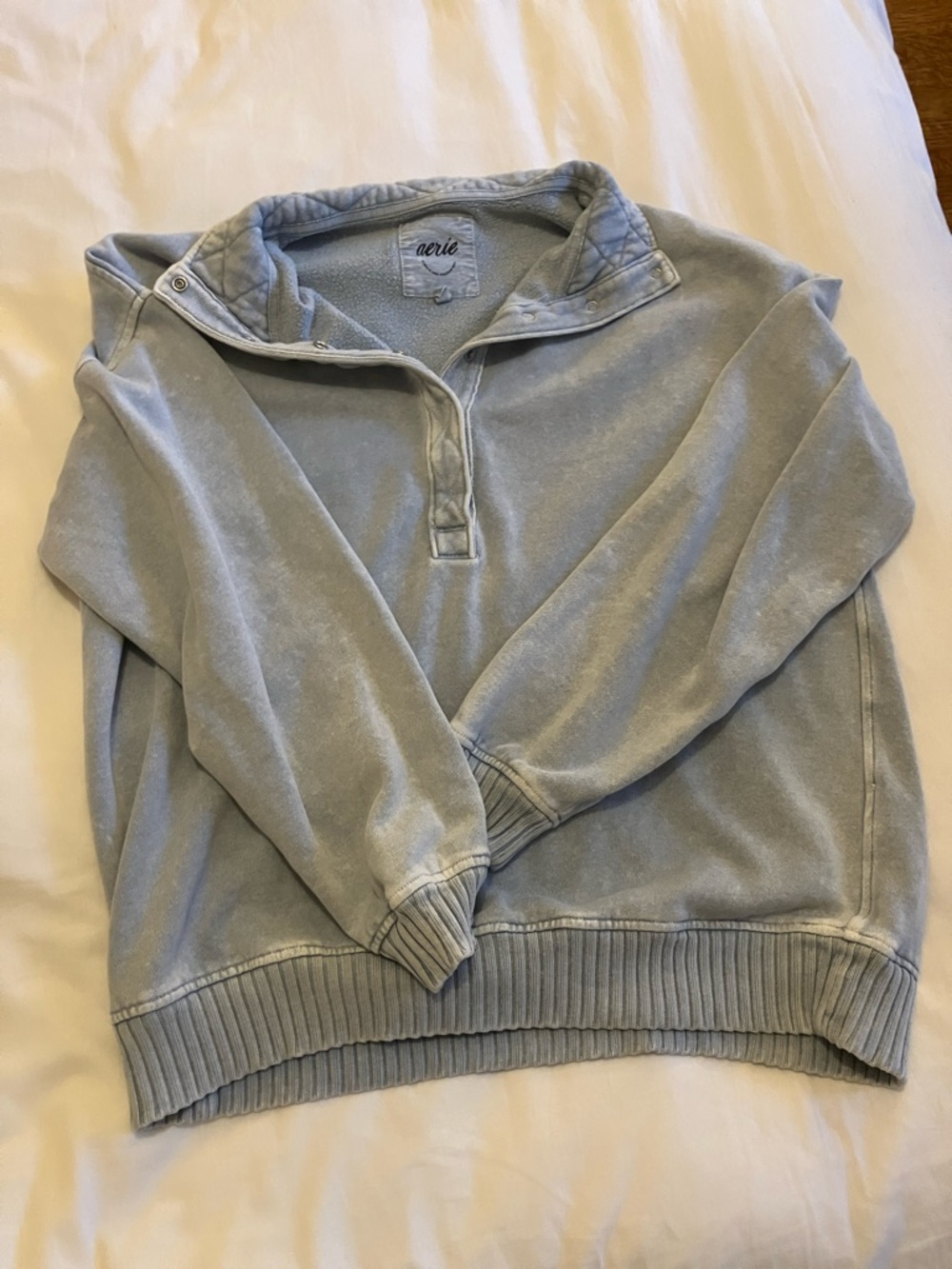 aerie Light Gray Women's Quarter-Zip Pullover Sweater